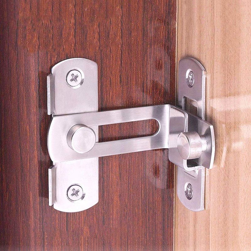 WANLIAN Door Hasp Latch 4 Inch,90 Degree Stainless Steel Safety Home Anti Theft Guard Bolts Action Hardware Sliding Lock Right Angle - Image 3